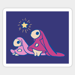 chobits anata and atashi with star / a city with no people pink pastel rabbits Magnet